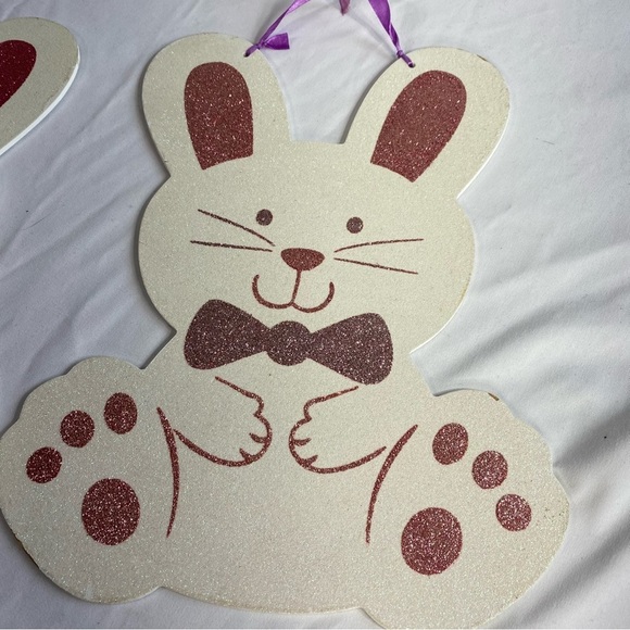 Fun Easter Bunny Glittery Hanging Fiber Board Hanging Characters - Picture 2 of 9
